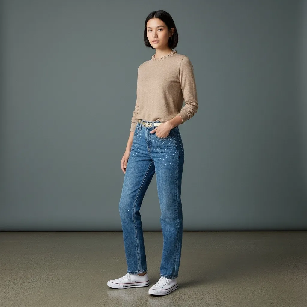 J.Crew Extra Small Cotton beige ruffleneck Pullover knit long sleeve sweater Tan Size XS - Image 3