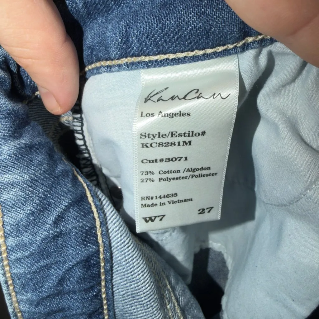 KanCan Distressed Skinny Jeans Size 7/27 High Rise Ripped Denim Blue - Image 5