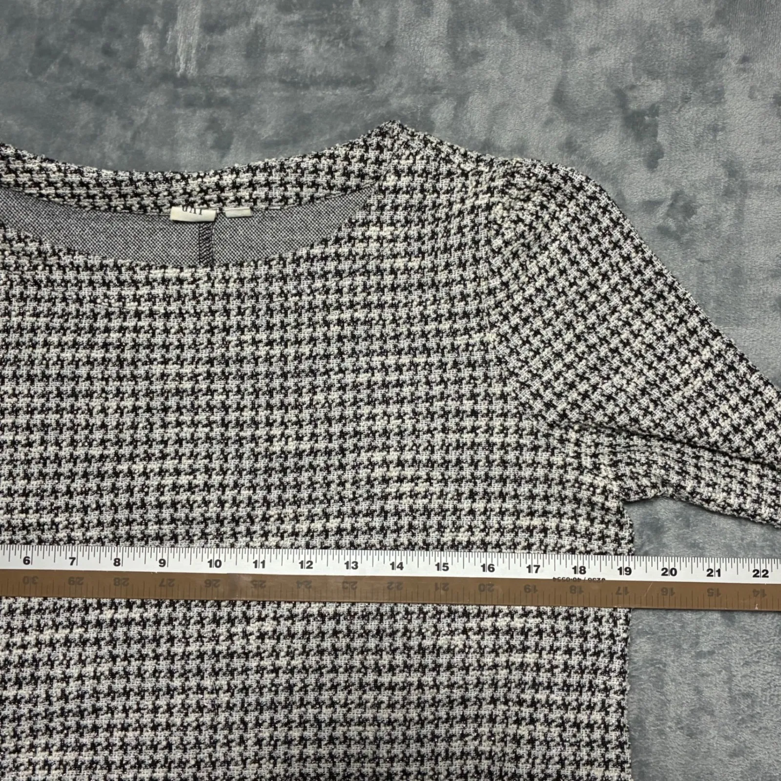 GAP Tweed Houndstooth 3/4 Long Sleeve Zip Pocket Mini Dress Women's M - Image 6