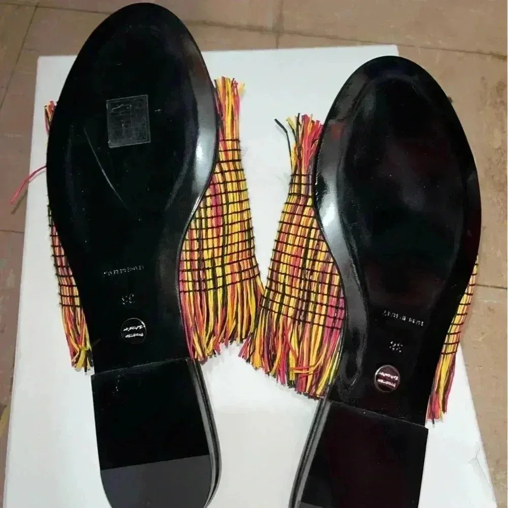 NIB Proenza Schouler Fringe Slides Shoes Sandals Black EU 38 US 7 1/2 - Image 5