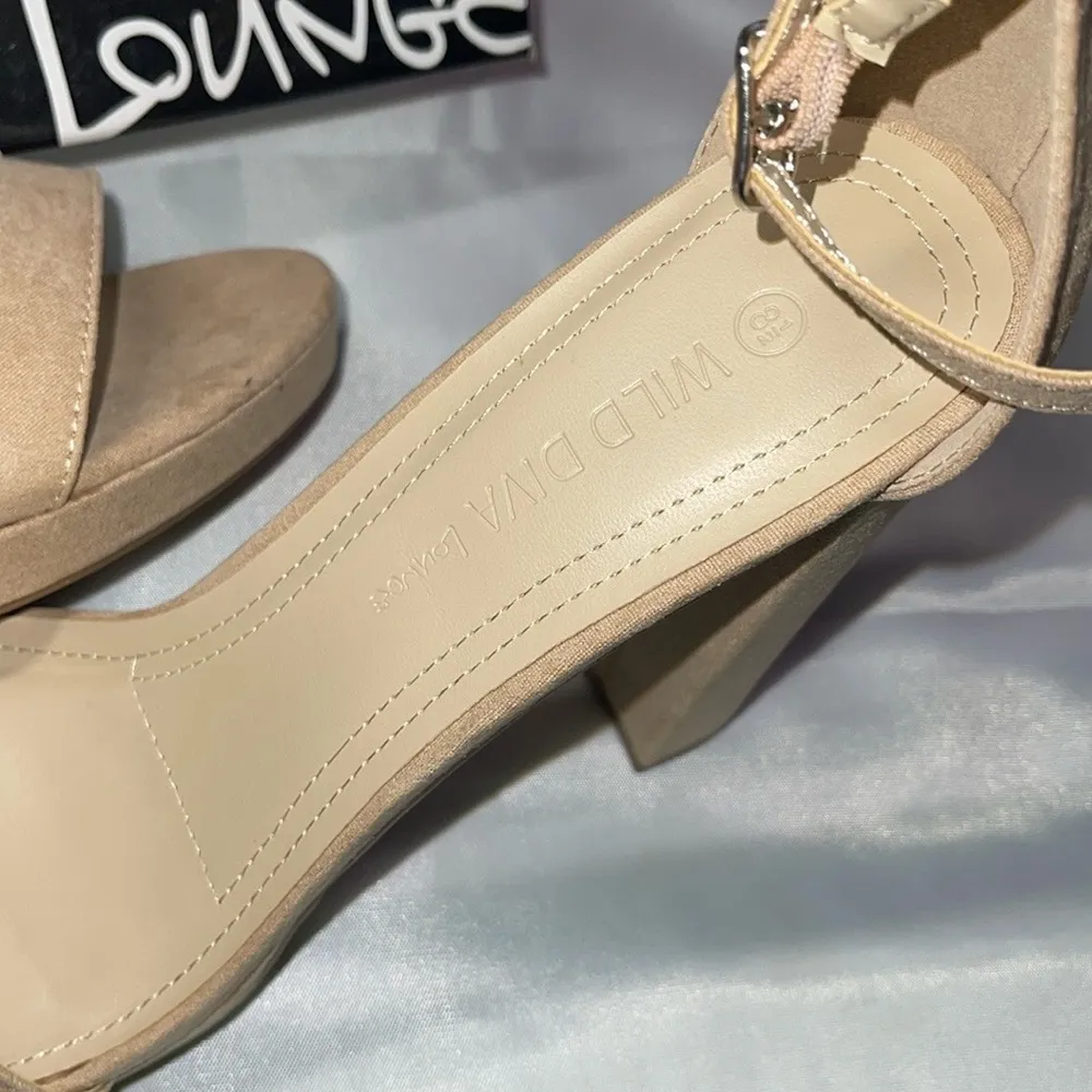 Wild Diva Women’s Morris Open Toe Ankle Strap Chunky Block Nude Heels  8.5 - Image 2