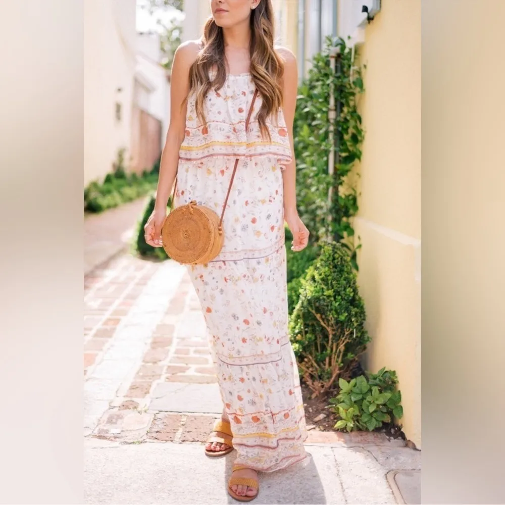 Joie Vernita Silk Maxi Dress - White Floral Pattern - Image 6