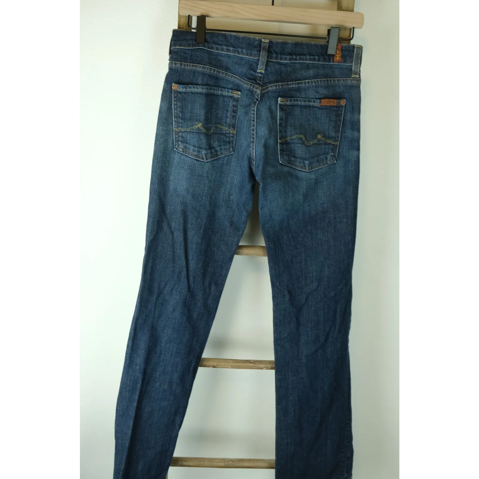 7 For All Mankind Low Rise Button Fly BoyCut Womens 29 Bootcut Mid Wash Denim - Image 6