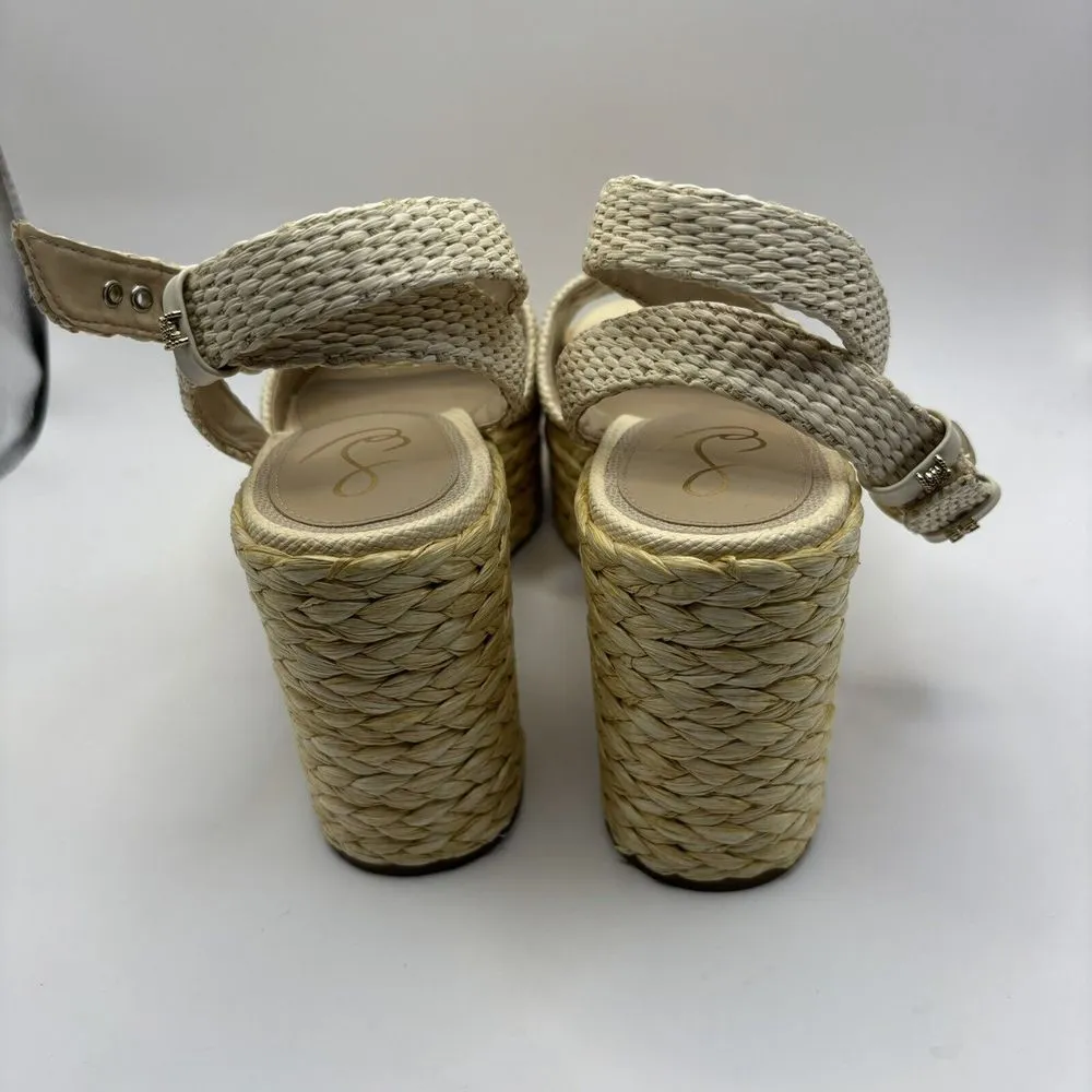 Sam Edelman‎ Women's April Ankle-Strap Raffia-Wedge Sandals Sz 10.5M - Image 3