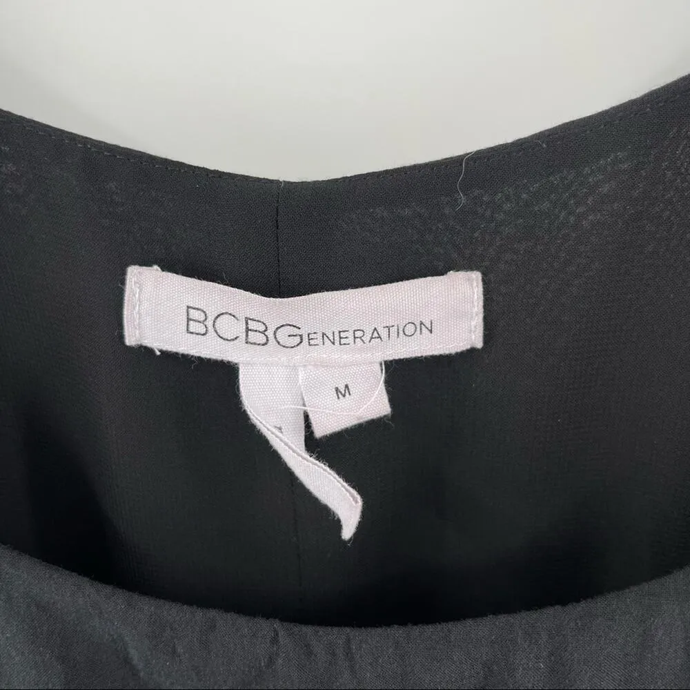 BCBGENERATION Romper Black Tie Waist Summer Casual Comfy Lounge Size Medium - Image 3