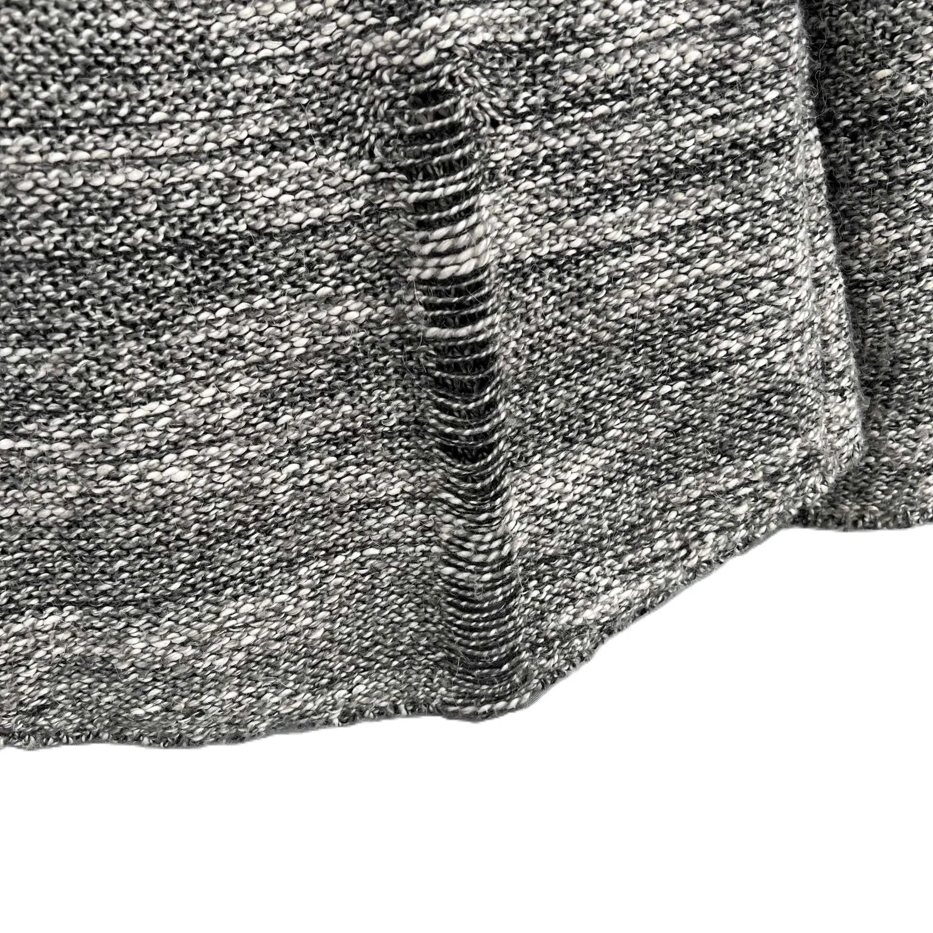 Pam‎ and Gela Gray And White Distressed Long Sleeve Knitted Sweater Womens Small - Image 5