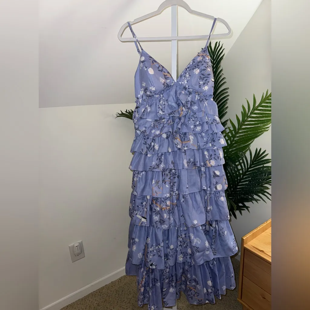 Geisha‎ Designs Sleeveless Floral ruffle Tiered Midi Dress xs - Image 4
