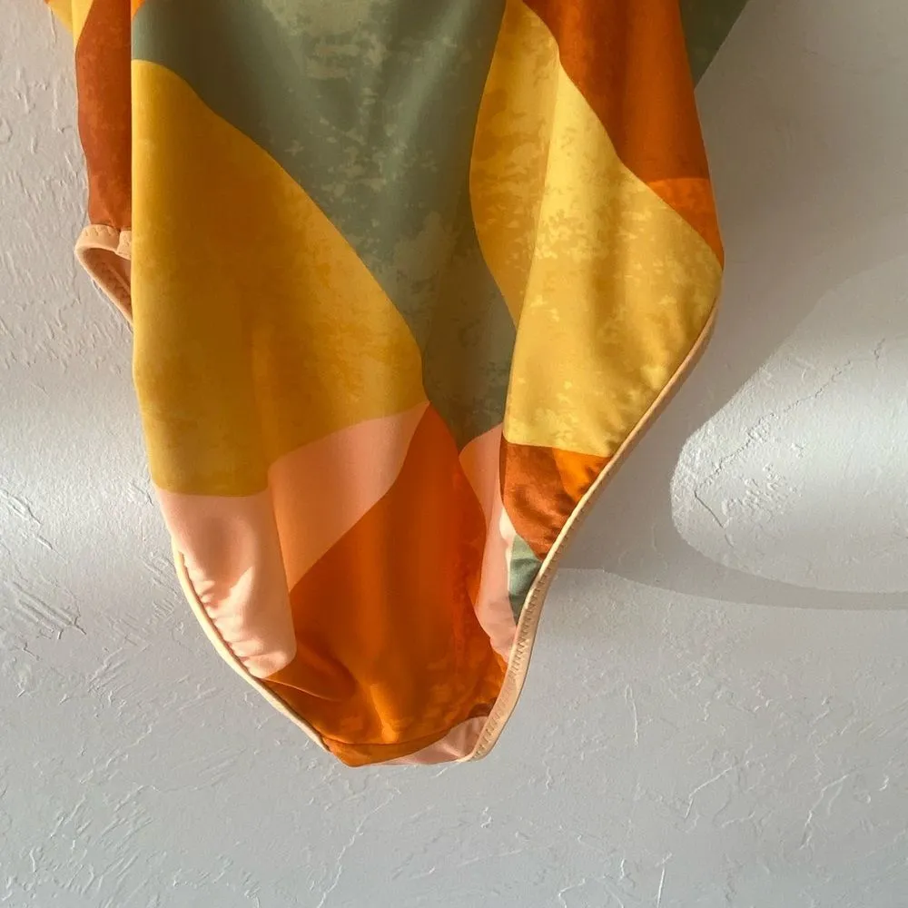 Fe Noel orange peach green multicolored one piece swimsuit Size XXS - Image 7