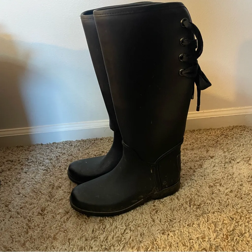 Coach Black Women's Knee-High Rain Boots size 8 flawed - Image 2