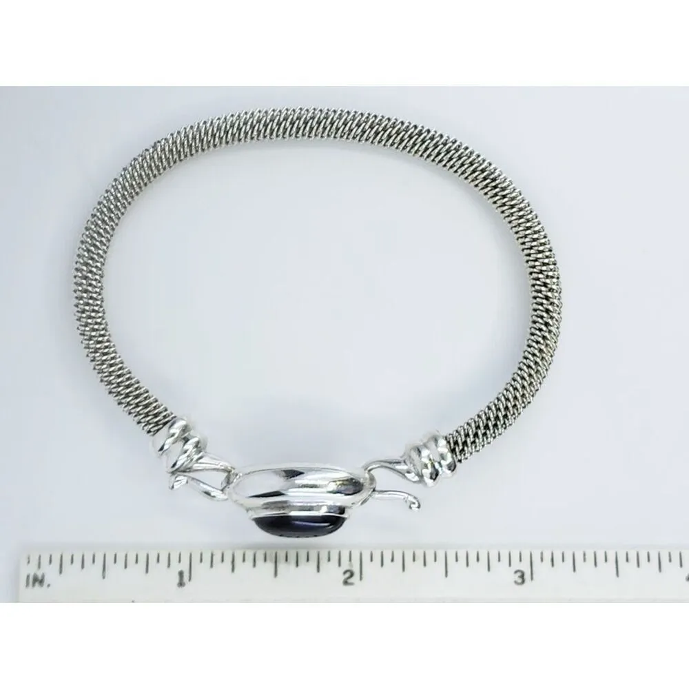Joesph Esposito signature sign sterling mesh black onyx bracelet. Silver - Image 3