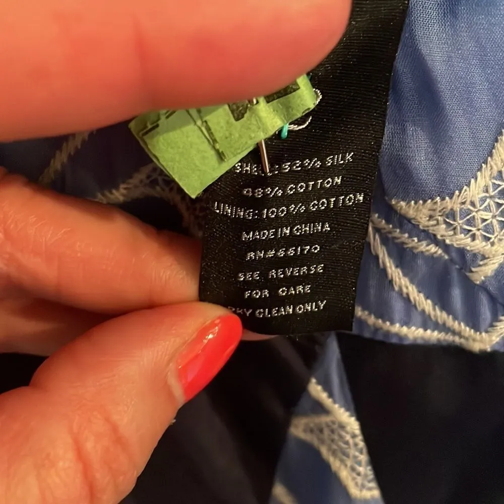 Anthropologie Lithe Silk Blend Waterleaf Embroidered Empire Waist Summer Dress - Image 7