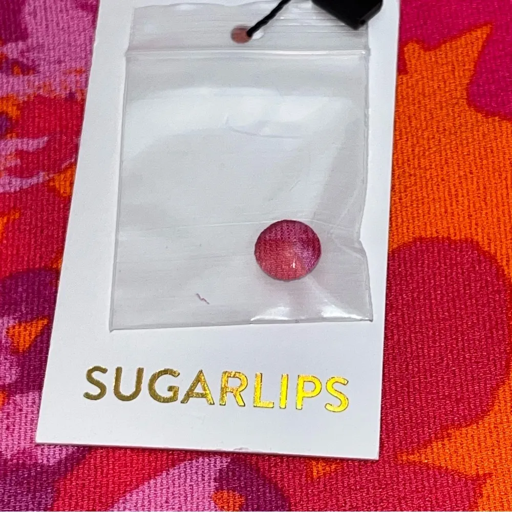 Sugarlips Flirty Floral Split Neck Blouse Top Womens Size Medium Orange Pink NEW - Image 5