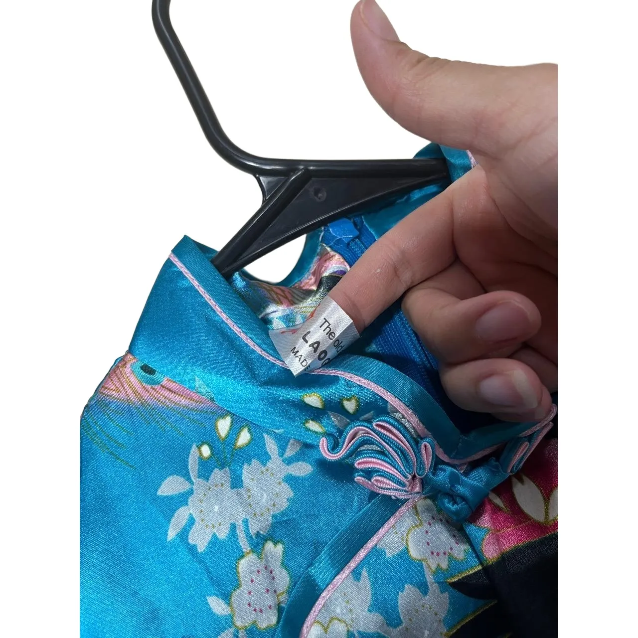 Laogudai Blue Peacock Floral Mandarin Collar Chinese Style Cheongsam Dress M‎ Size M - Image 5