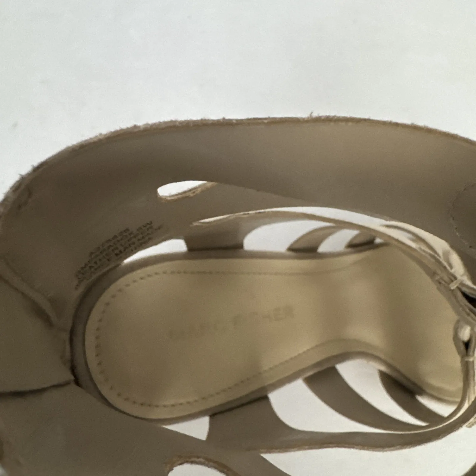 Marc Fisher Gladiator Heels Paradox Taupe Women 8 W Suede Lace Up Gold Zip Party - Image 10