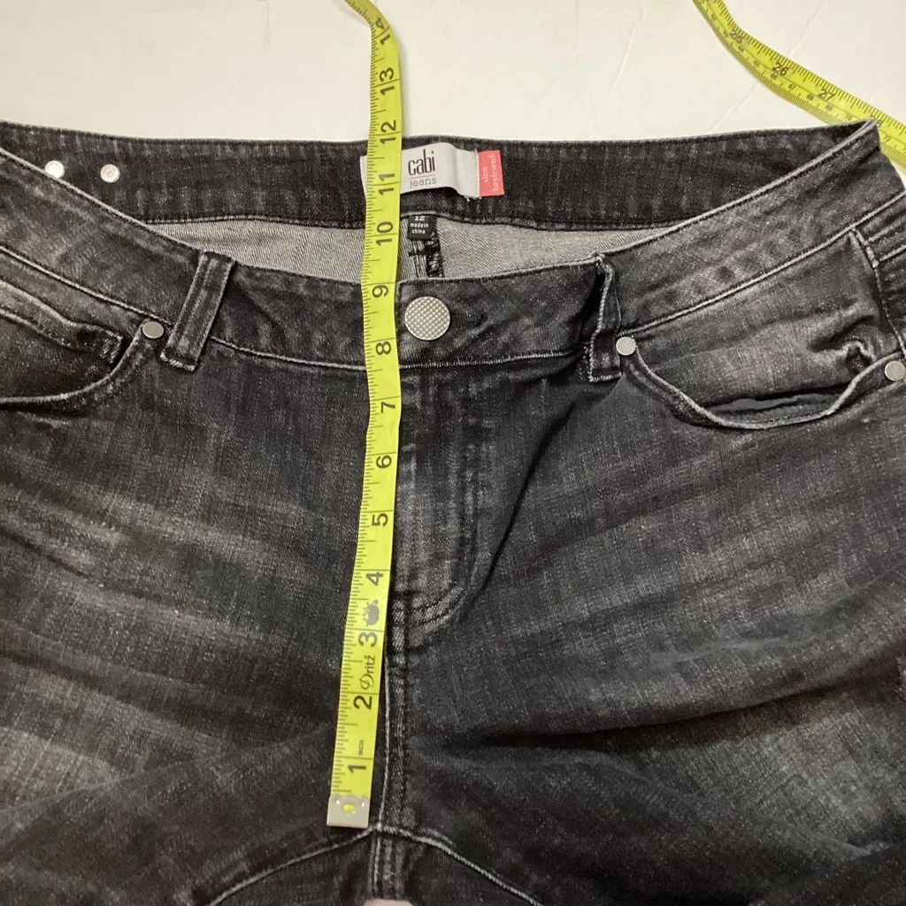 CAbi Black Slim Boyfriend Jeans dark wash distressed women’s size 12 - Image 14
