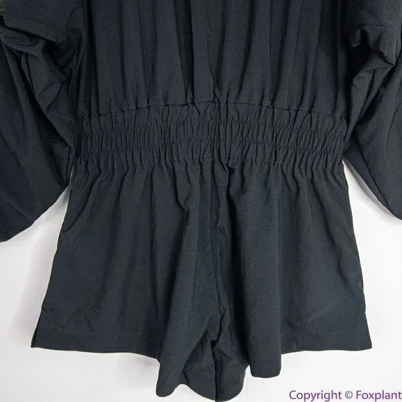 New Free People‎ Movement Black Tracksuit Shorts Romper Long Sleeves, M - Image 12