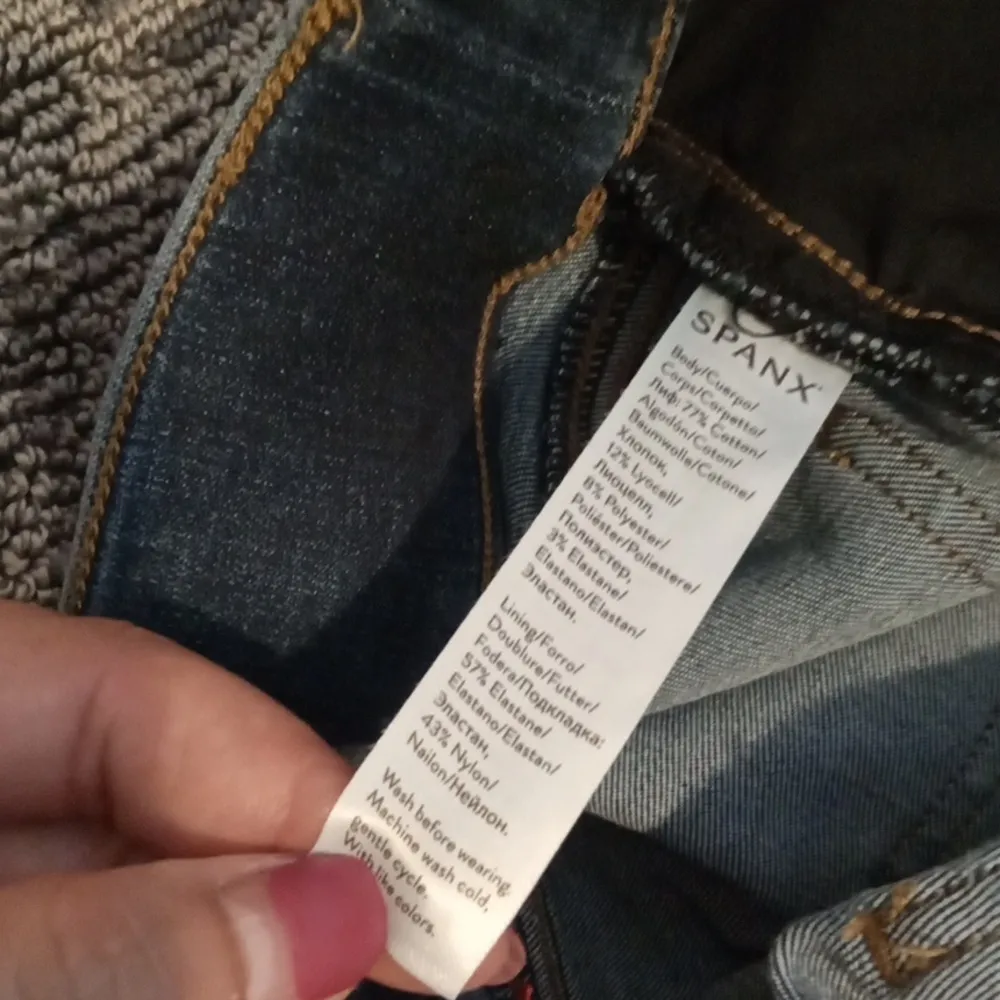 SPANX Womens Distressed Skinny Jeans Tummy Control Pull Over Size Large - Image 6