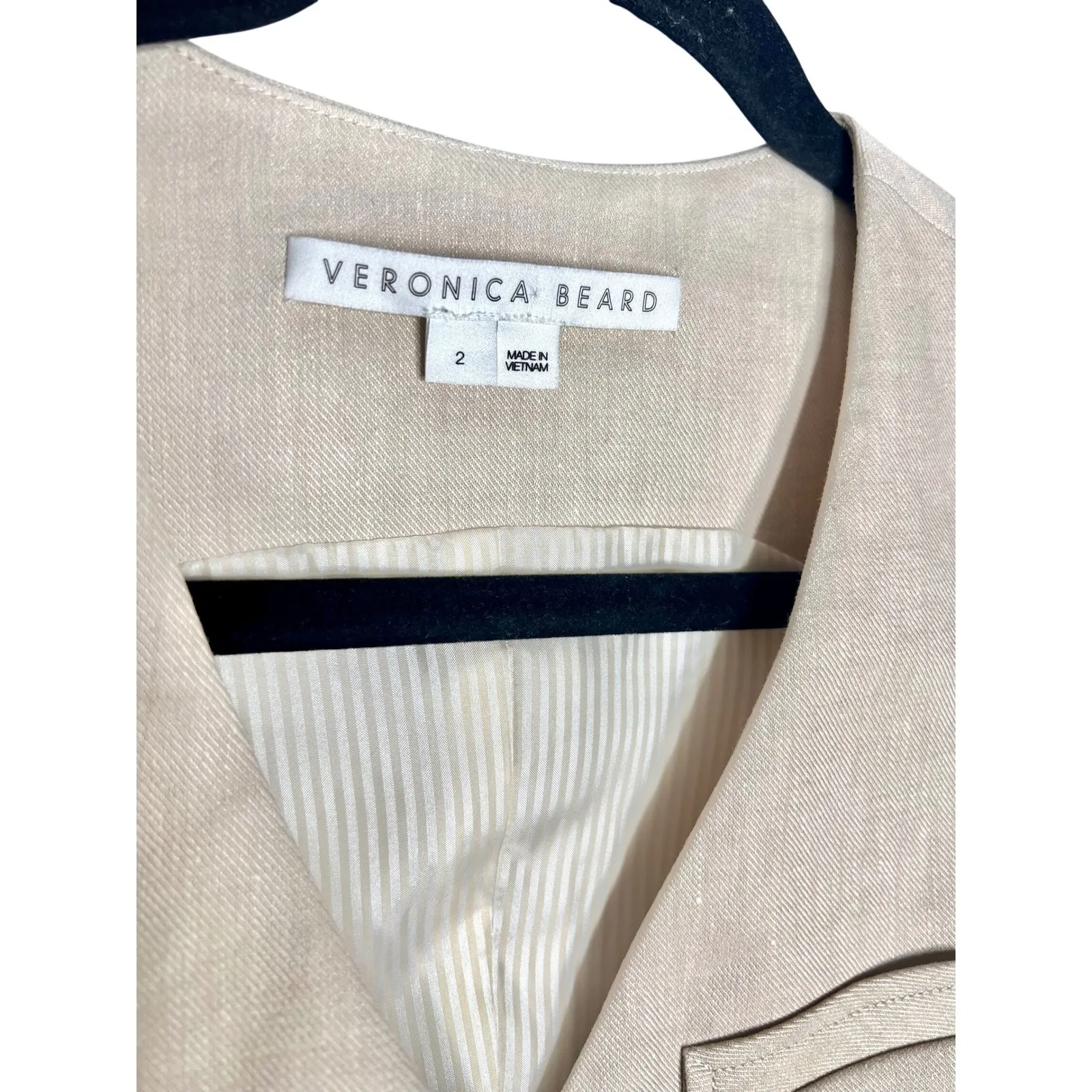 Veronica Beard Bennett Vest Size 2 Limestone Linen Twill Cream Tailored Cropped - Image 7