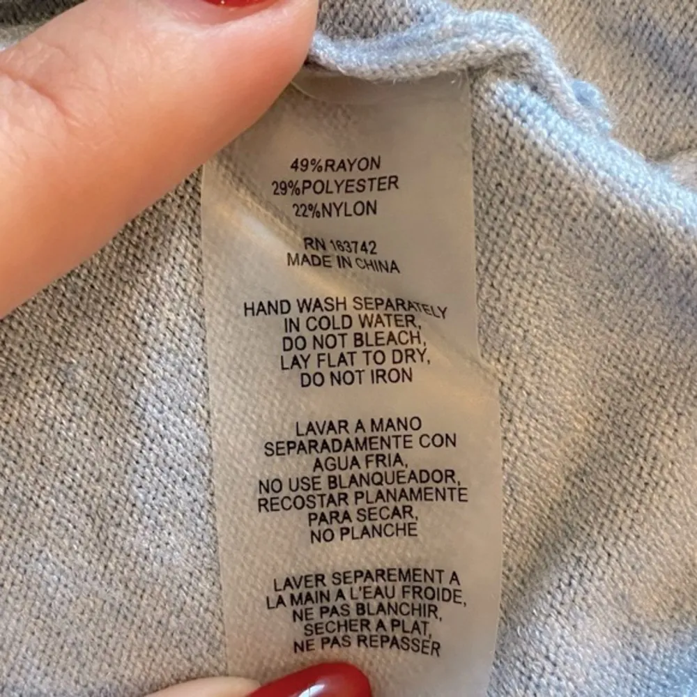 Pullover Collared Long Sleeve Sweater Cashmere Blue Size L - Image 9