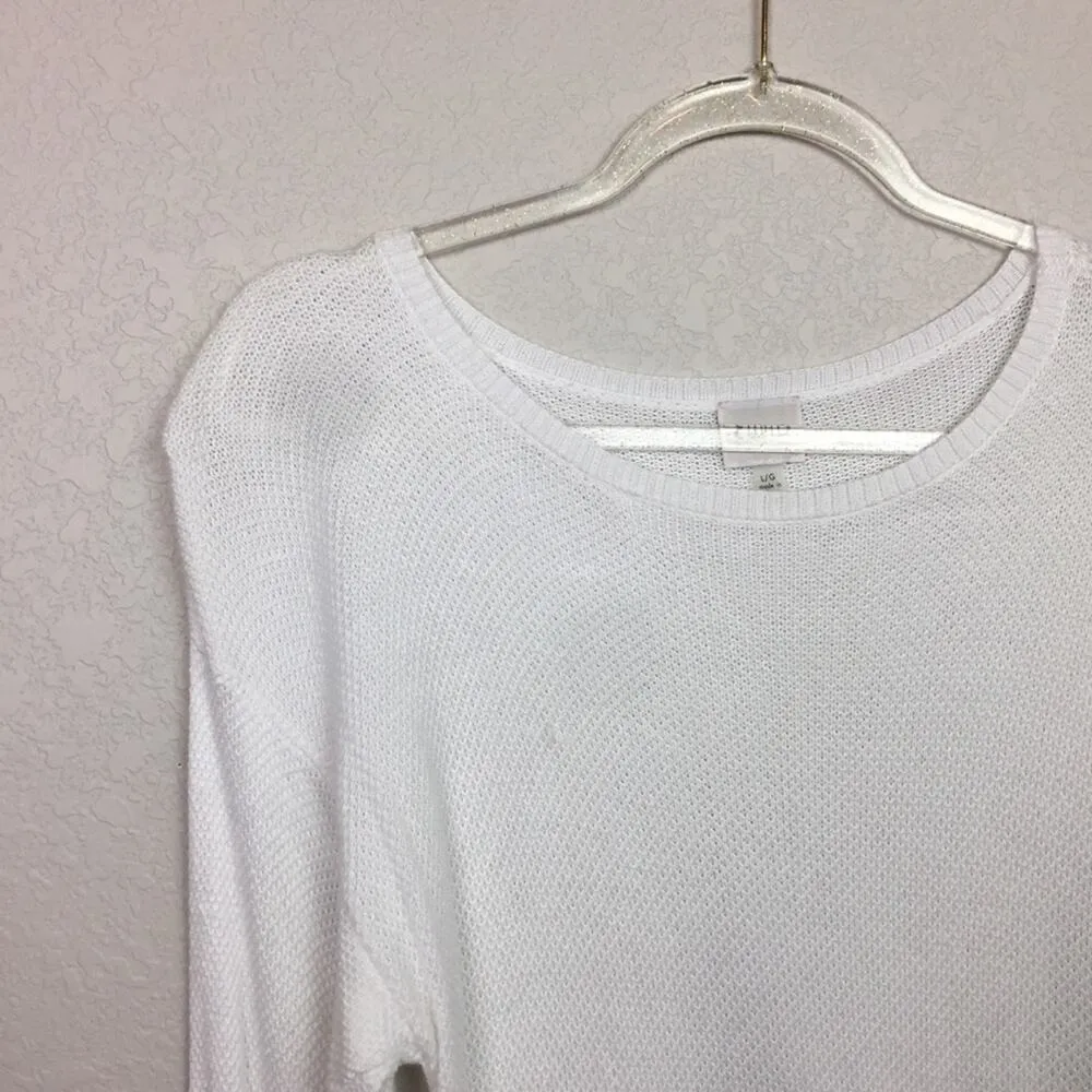 CUPIO White Waffle Knit Sweater Size L - Image 3