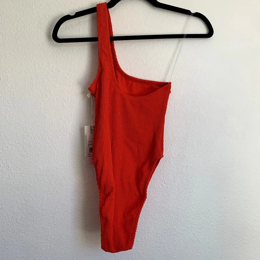 NWT Good American Always Fits Shoulder One-Piece Swimsuit in Bright Poppy - Image 3