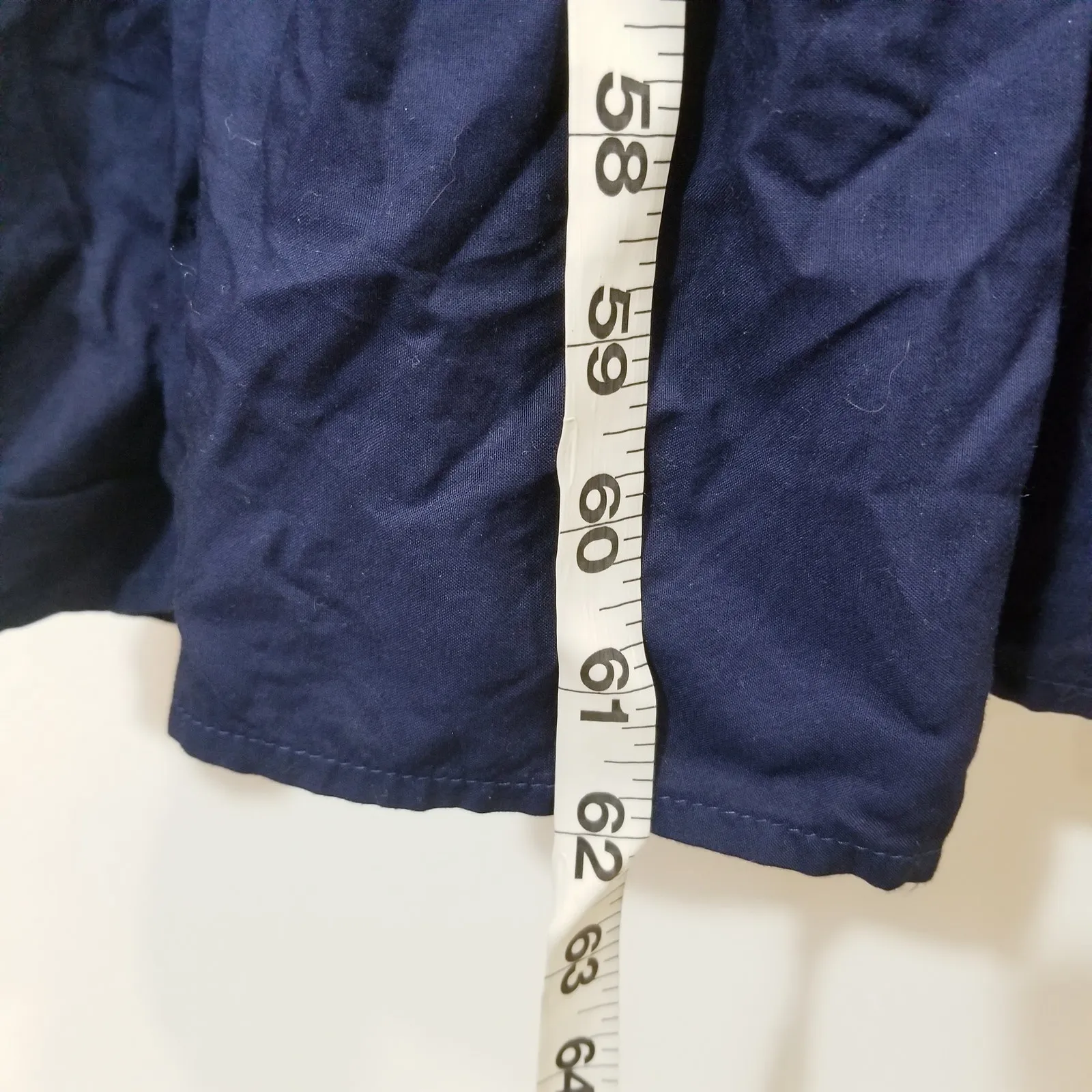 Crown Ivy Navy Blue Smocked Tiered Maxi Dress Lace Pom Pom Details - Image 8