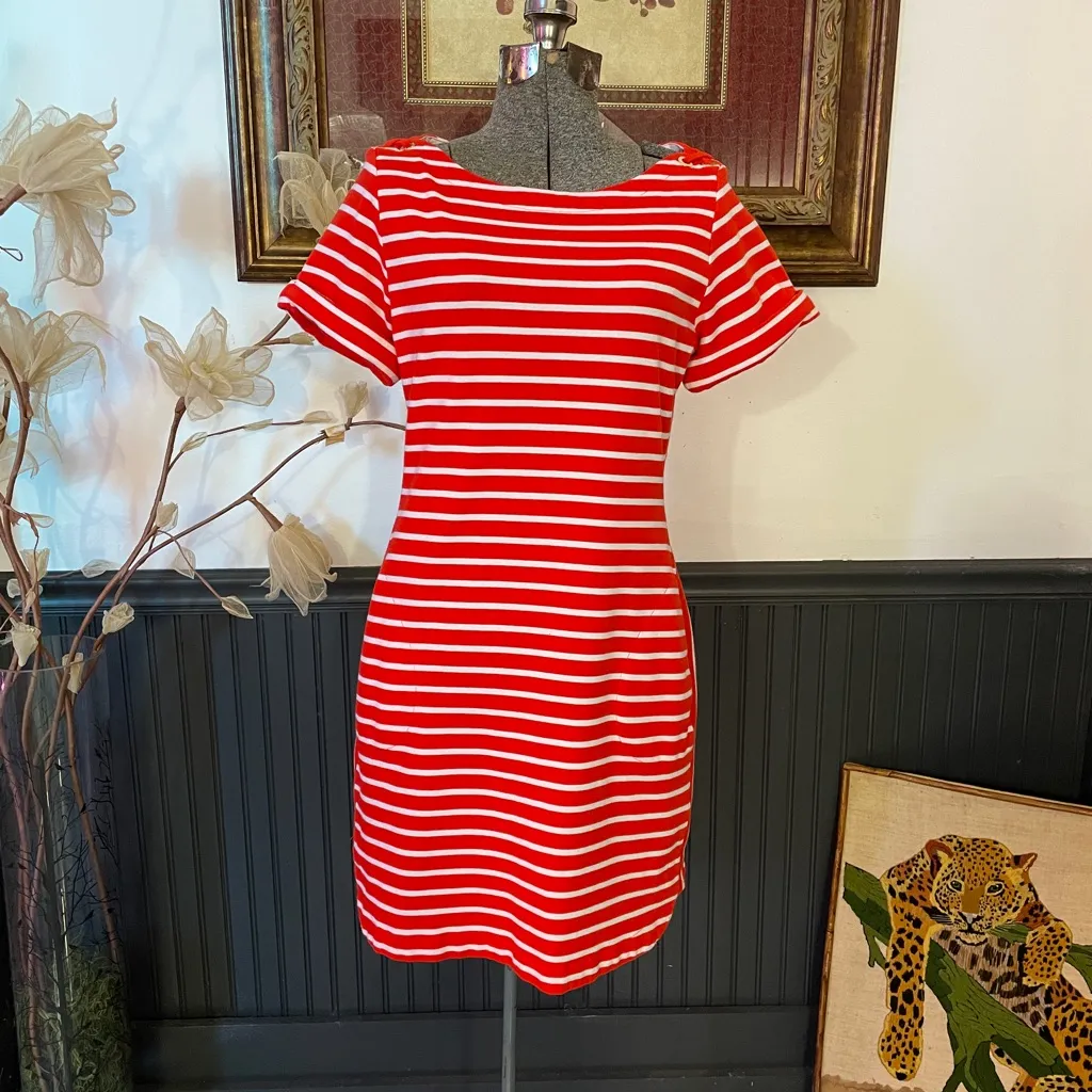 Tommy Bahama Striped Jovanna Cotton Blend Orange Stripe Knit Dress - Sz S 💚🎀 - Image 3
