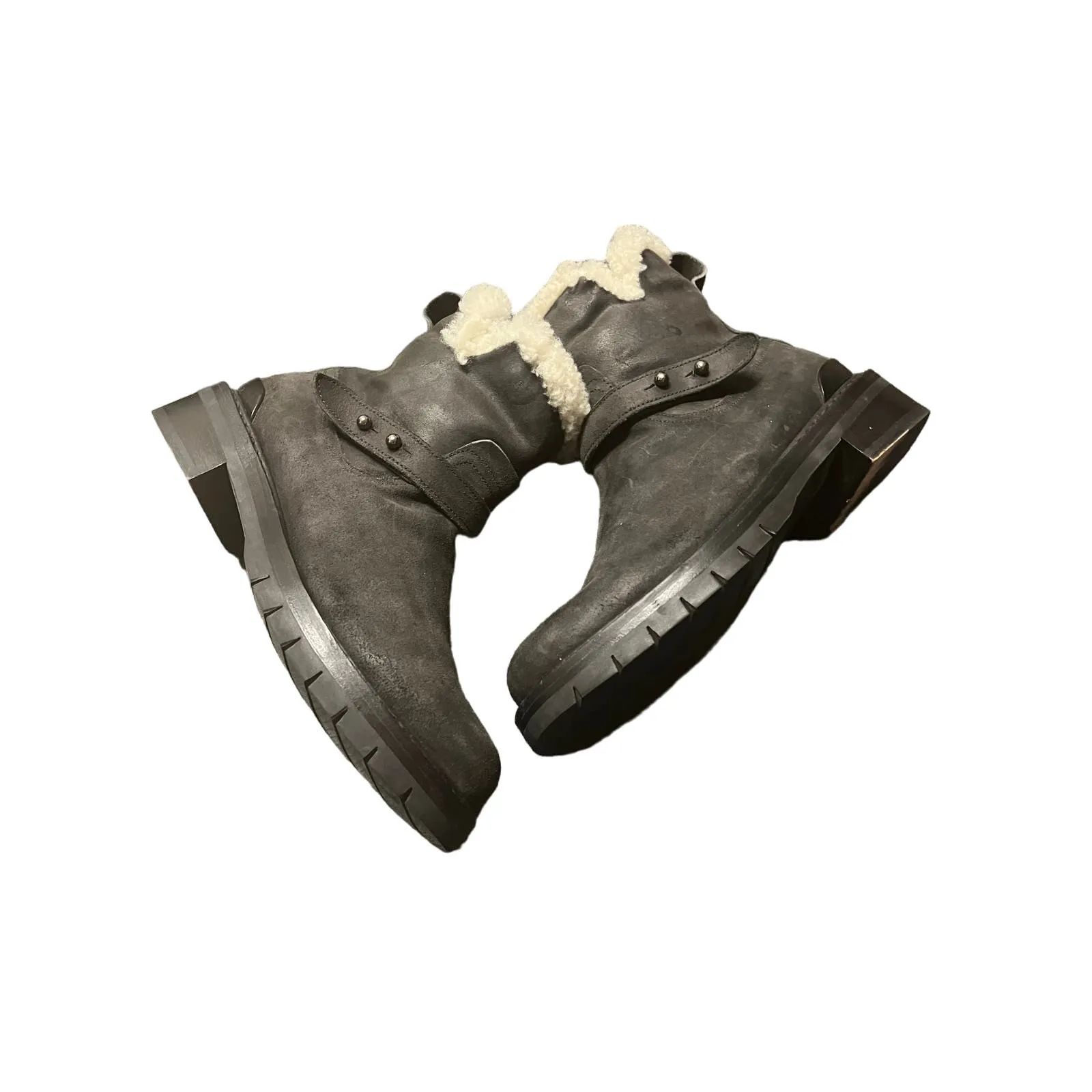 Rag & Bone Ashford black leather genuine shearling moto‎ snow winter boots 8.5 - Image 3