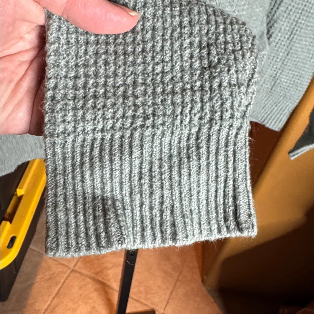 Aerie Green Waffle Knit Hoodie Cozy Pullover Size XS Oversized - Image 5