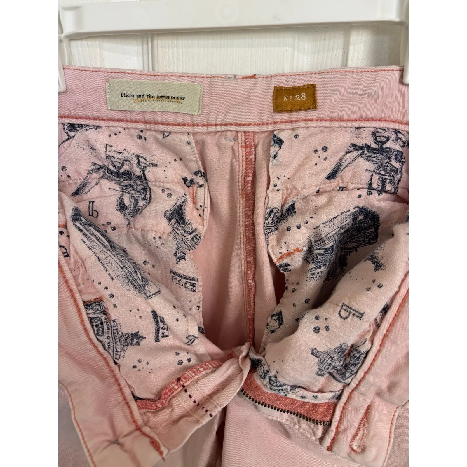 Anthropologie Pilcro Pink Hyphen Chino Pants Size 28 Stretch Utility Boho Casual - Image 5