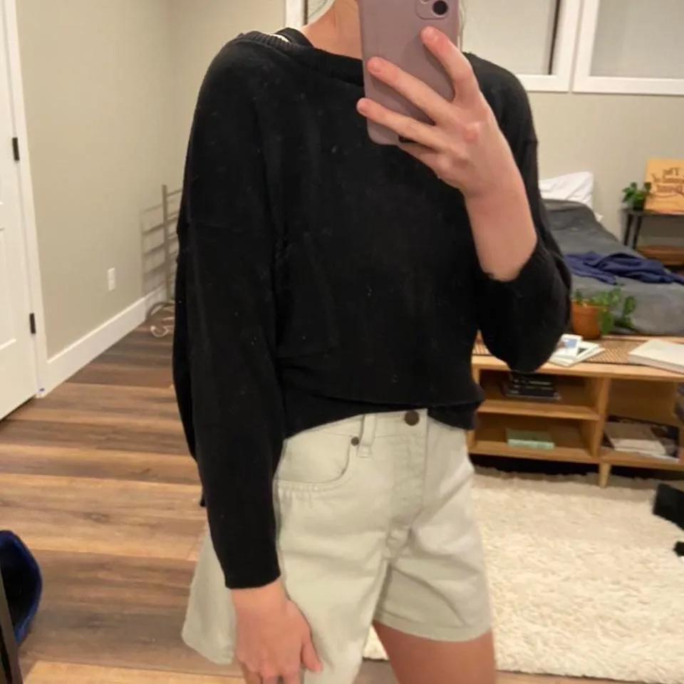 Vintage 90s Thackeray black knit jumper with pocket 🔥 Size M - Image 2