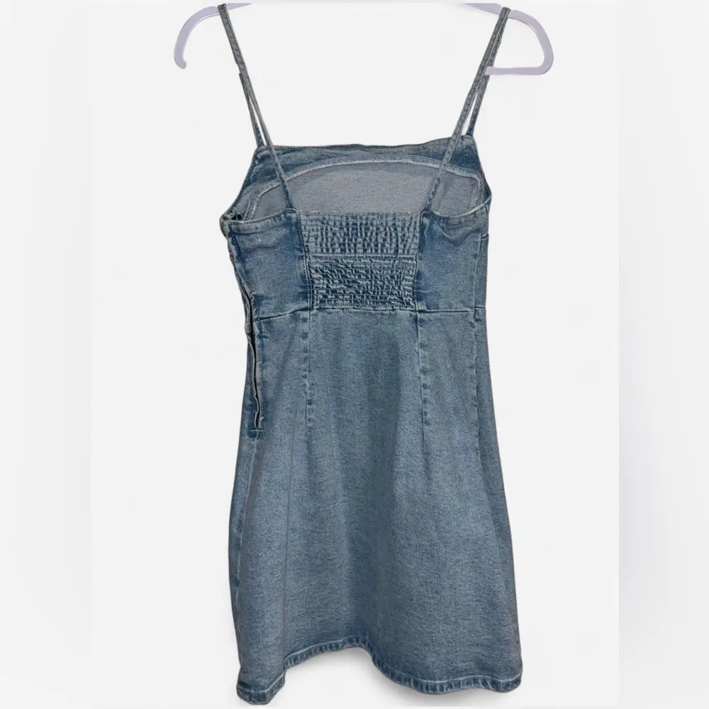 ZARA Blue Denim Mini Dress | Size Small - Image 2