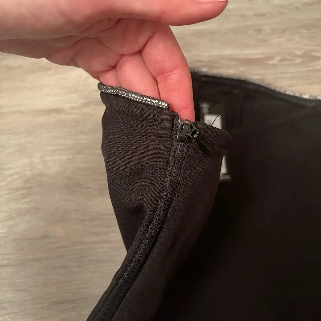 NWT PLT BLACK WOVEN TAILORED DIAMANTE TRIM BANDEAU TOP US4 - Image 9