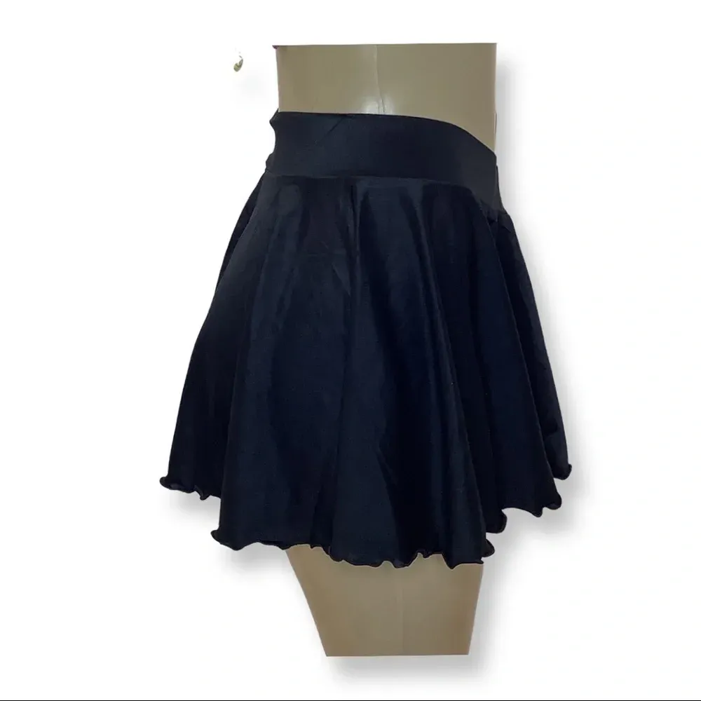 Zuliana Size M/L Black Y2K Lettuce Trim Skater Skirt Made in USA. New With Tags. - Image 2
