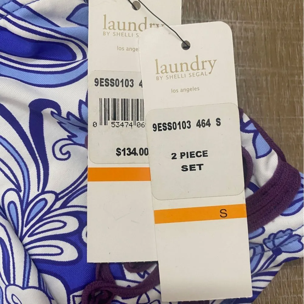 LAUNDRY NWT Bikini Small Swimwear Triangle Top Ruffle Bottom Paisley Embroidered - Image 10