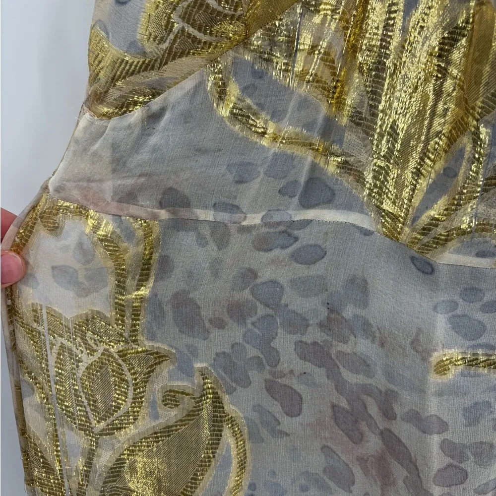 Vera wang lavender label silk boho coquette metallic floral evening dress xs 0 - Image 15