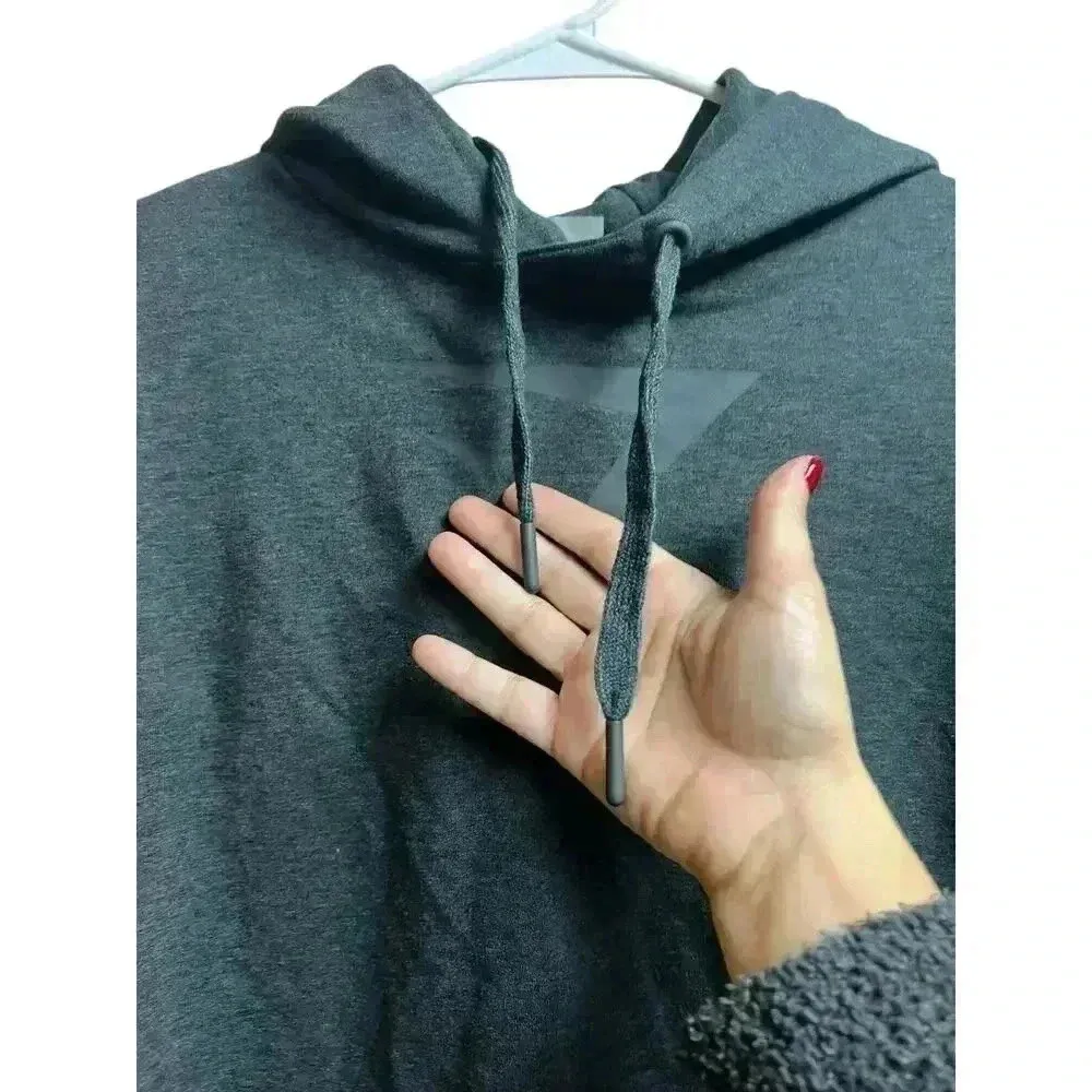 Gymshark Cropped Hoodie Sweatshirt Wrap Cross Back Size Small Dark Gray - Image 7