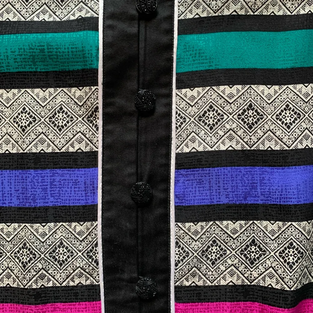 Vintage Adrianna Papell Silk Striped Button Up Blazer 6 - Image 3