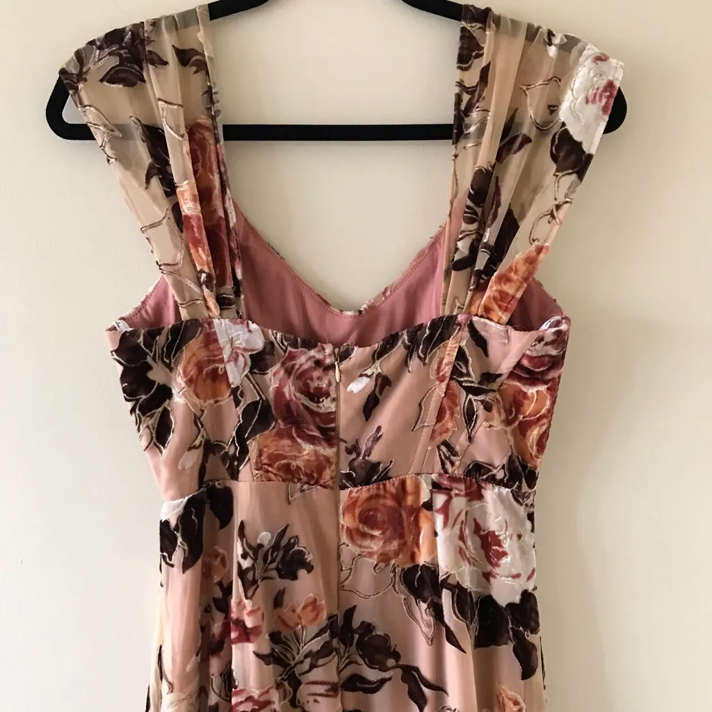 Composed Beauty Blush Pink Burnout Velvet Floral Midi Dress, NWT - Image 10