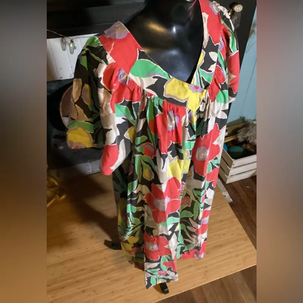 Vintage Funky Floral Nightgown Small/Medium** flaw Yellow - Image 5