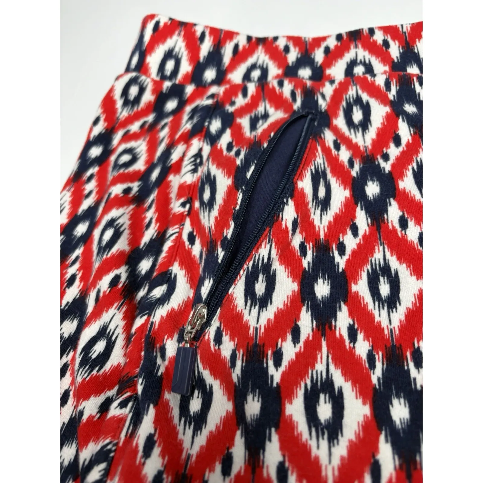 Jones New York Signature Women's Skort XXL Red Blue‎ Ikat Print Stretch Pockets - Image 2