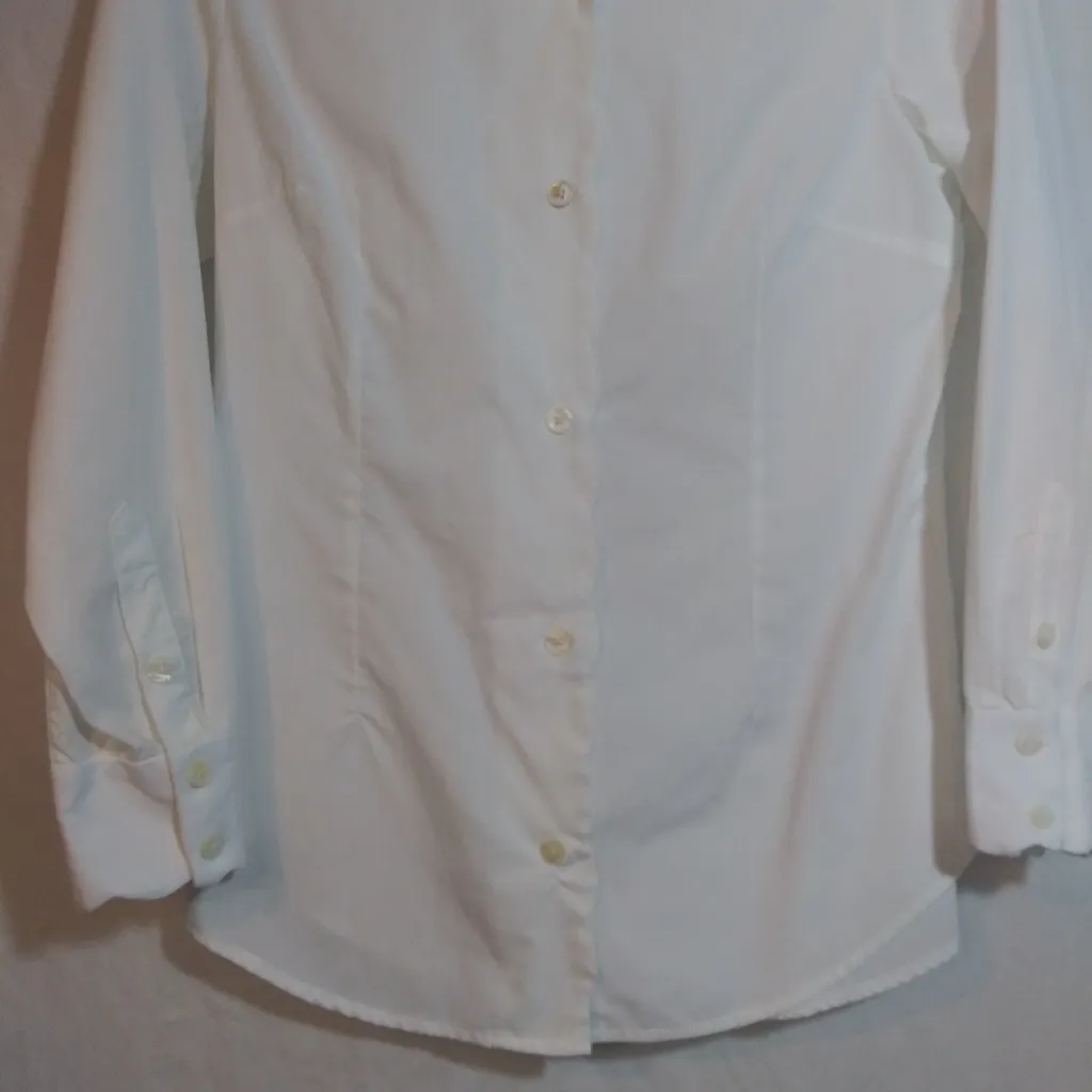 Gretchen Scott Pique All Day Shirt White Button-Up Shirt Size Small - Image 6