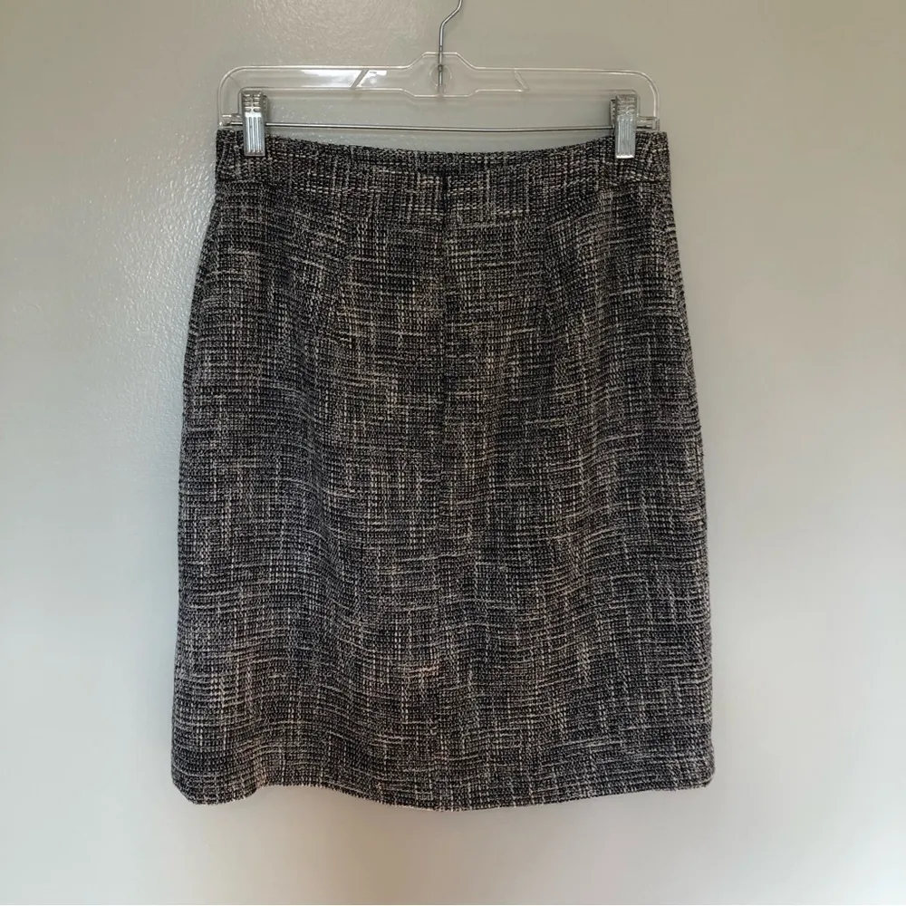 J. McLaughlin Pencil Skirt Tweed Fringe Blue White 2 - Image 3