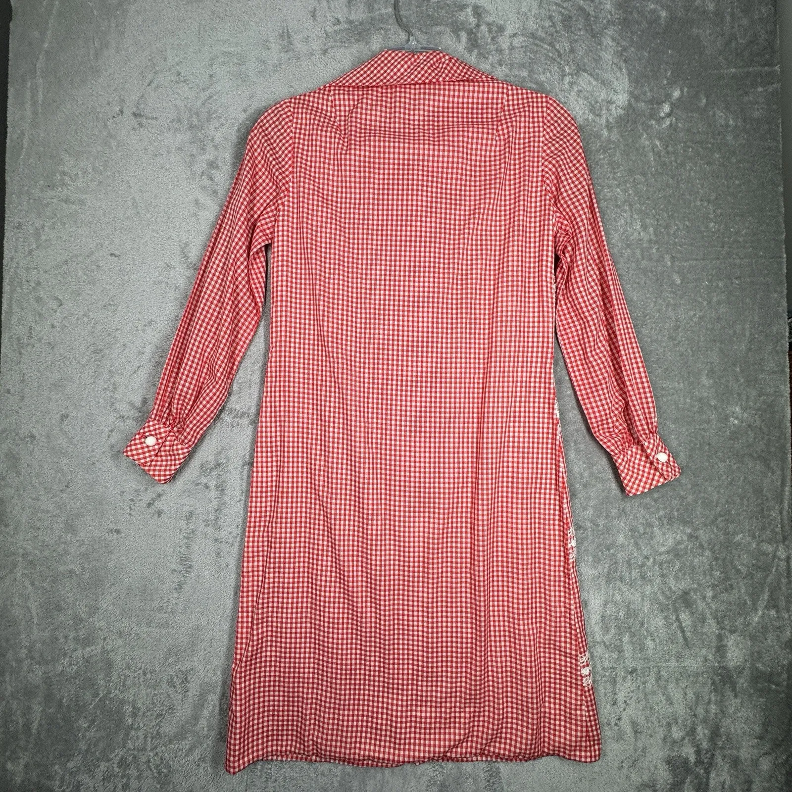 Henry Lee Dress Womens 6 Red‎ White Gingham Plaid Sheath Preppy Picnic Casual Red - Image 3