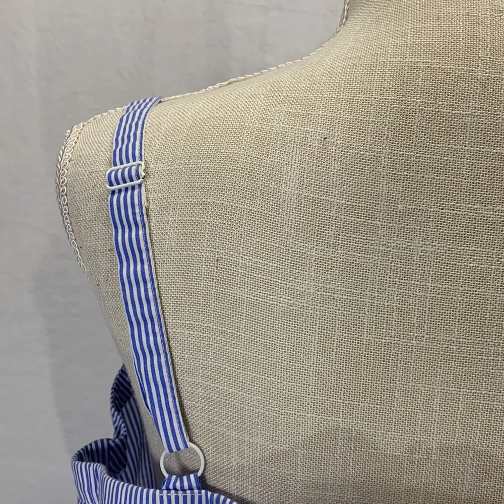 Striped Blue and White Poplin Lace Up Corset Tank Top Size 1X - Image 9