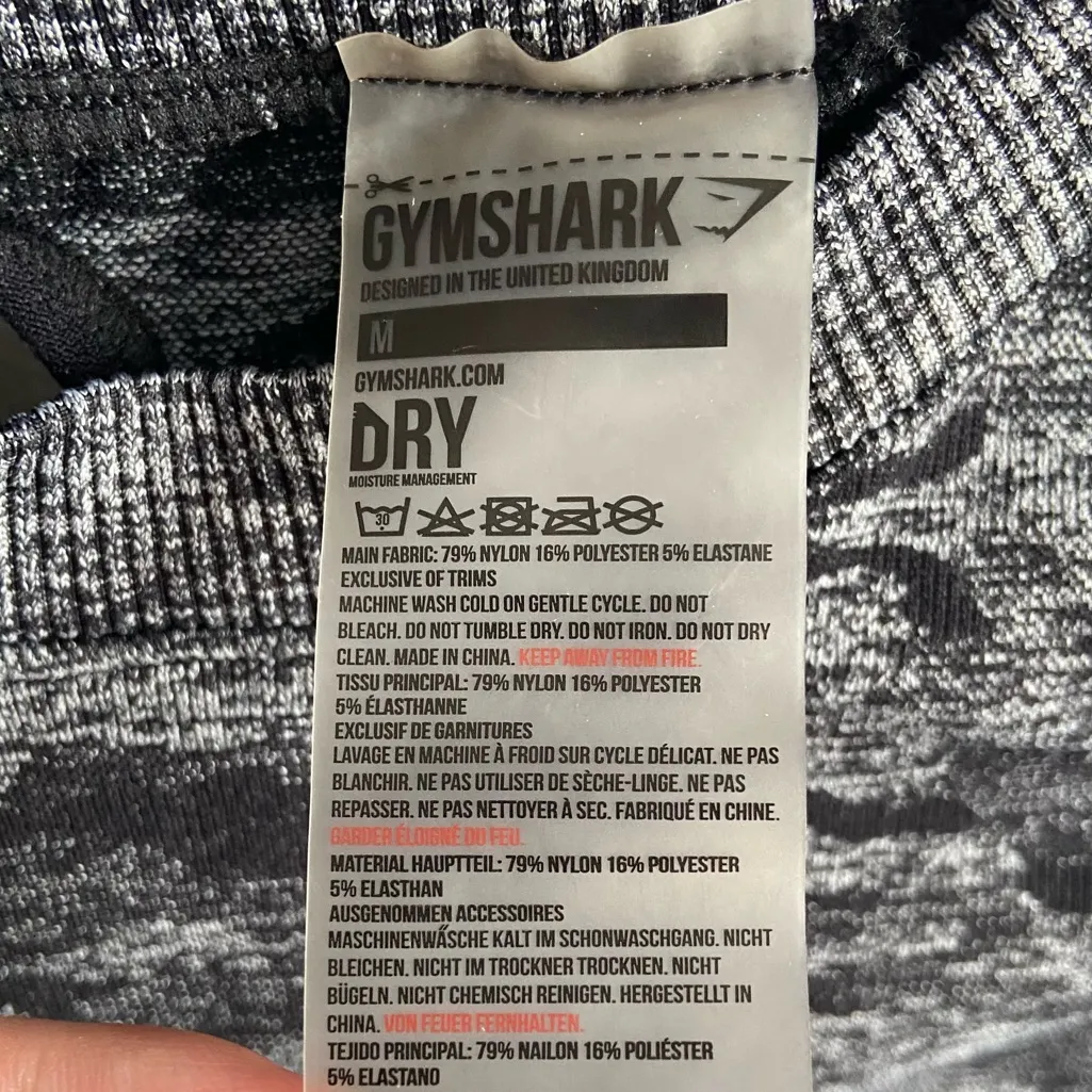 Gymshark Black and Gray Camo Seamless Long Sleeve Crop Top - Image 6