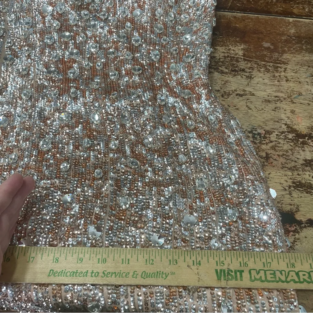 Sherri Hill Sequined Strapless Rose‎ Gold Prom Dress Size 8 - Image 13