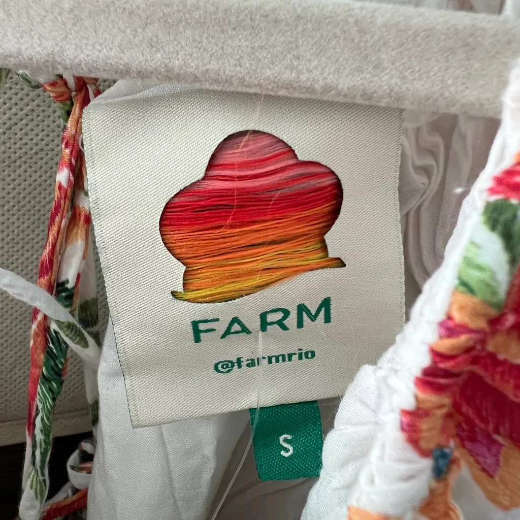 NWOT Farm Rio Bloom Garden Short Sleeve Mini Dress in White Floral Print - Image 8