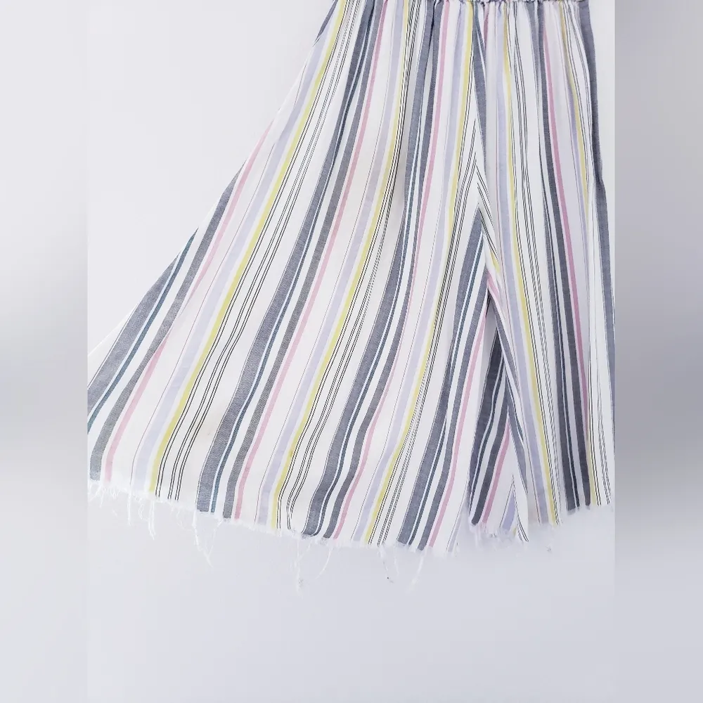 Aurelia Stripped Distressed Boho Wide Leg Ankle Pants Size M - Image 2