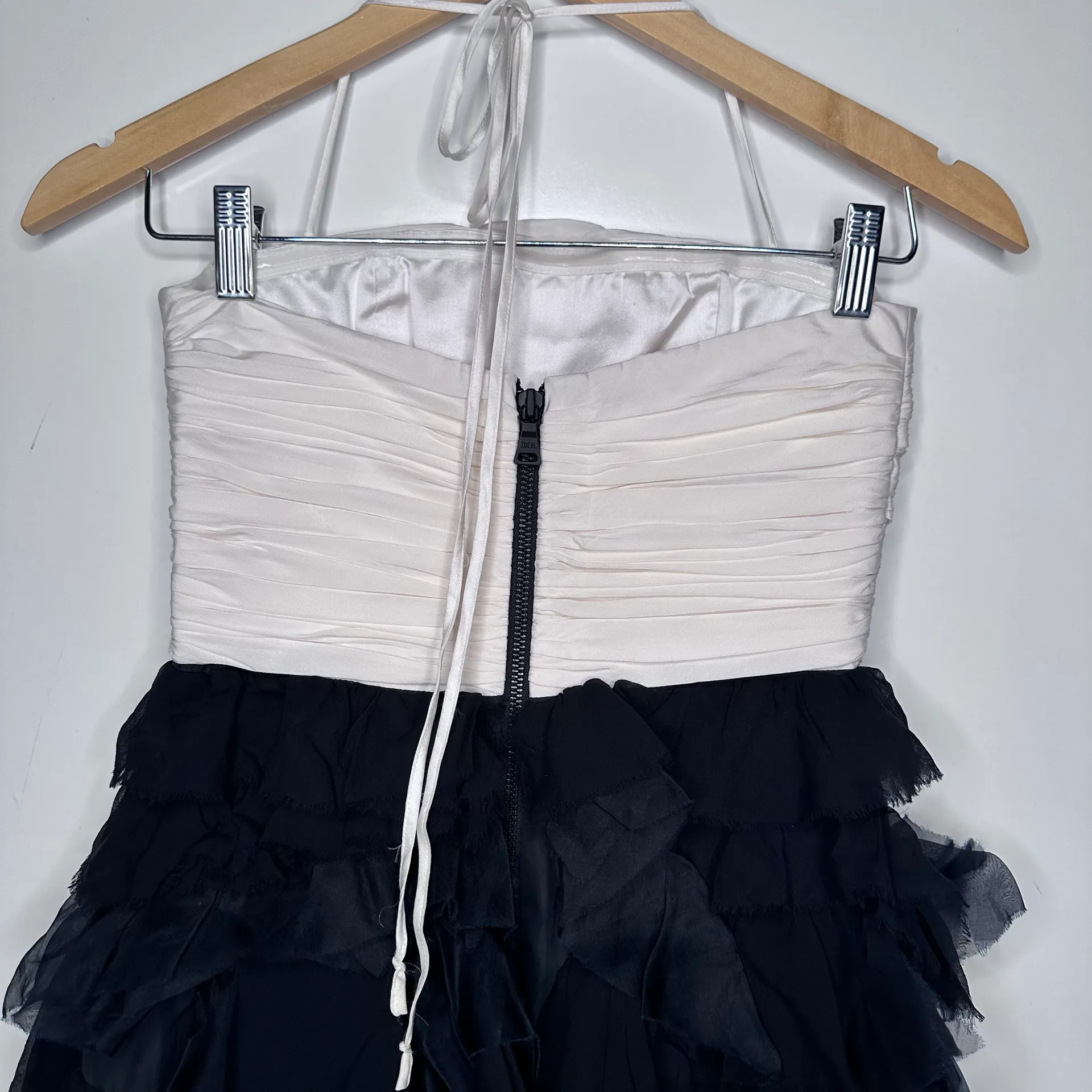 Black and White Silk Blend Ruffle Skirt Mini Dress Size 2 - Image 3